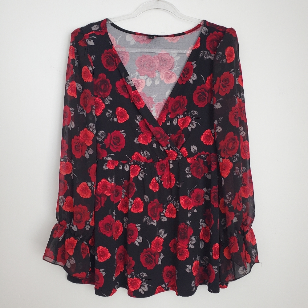 Torrid Black Surplice Babydoll Top Size 2